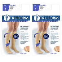 Truform Short Length Compression Stockings, 20-30 mmHg, Beige, Medium (Pack of 2)