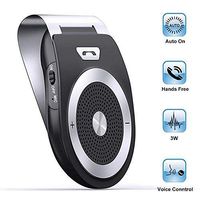 Bluetooth Car Speaker AUTO POWER ON Wireless In Car Speakerphone Handsfree Sun Visor Car Kit Portable Enhance Bass Build in Mic Car Charger for All Smartphone Support GPS ,Music Streaming, Calls