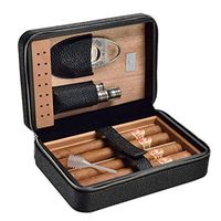 Humidors Cigar Travel Cigar Box Portable Cigar Cedarwood Cigar Box Can Accommodate Four Cigars Best Gift (Color : Black, Size : 71320.5cm)