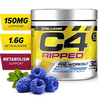 C4 Ripped Pre Workout Powder Icy Blue Razz | Creatine Free + Sugar Free Preworkout Energy Supplement for Men & Women | 150mg Caffeine + Beta Alanine + Weight Loss | 30 Servings