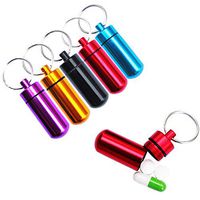 Vinjeely 6pcs Set Waterproof Travel Aluminum Metal Pill Box Case Bottle Drug Holder with Key Chain Daily Mini Pill Container