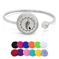 Tornado Leaf Water of Life Aromatherapy Essential Oil Diffuser Bracelet Jewelry Stainless Steel Locket Bangle 12 Refill Pads