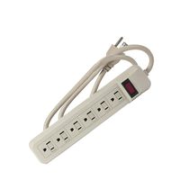 Uninex PS07U Heavy Duty 6 AC Outlet Power Strip with Safety Covers, 14/3 AWG, UL Listed, 1.5-Foot