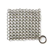 Silver Cast Iron Cleaner Stainless Steel Cast Iron Cleaner Chainmail Scrubber for Cast Iron Pan Ovens Cast Iron Grill Scraper Skillet Scraper(1pc)