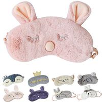 Cute Sleeping Eye Mask Plush Blindfold Travel Sleep Masks Super Soft Eye Cover for Kids Girls and Adult (D-Pink Rabbit),Pack of 1