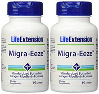 Life Extension Migra-EezeTM Standardized Butterbur-Ginger-Riboflavin Formula 60 Softgels (Pack of 2)