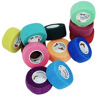 Elasti-Wrap 1 Inch Breathable, Self-Adherent, Self Adhesive, Cohesive Bandage Vet Wrap Assorted Colors (12 Rolls)