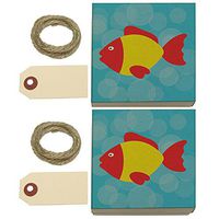 Tropical Fish Red Yellow Kraft Gift Boxes Set of 2