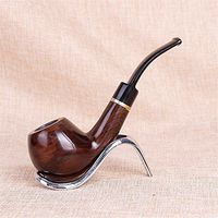 SJMMYD Wooden Tobacco Smoking Pipe Ebony Pipe, Hand Ring Pipe 9mm Filter core,A