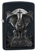 Zippo Lighter: Anne Stokes Gargoyle and Full Moon - Black Matte 79269