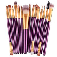 Witspace 15 pcs/Sets Eye Shadow Foundation Eyebrow Lip Brush Makeup Brushes Tool (Purple)