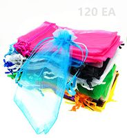 Tospania 120 Pcs Gift Bags 4x6 inches with 12 Mixed Colors Sheer Drawstring Organza Jewelry Pouches Wedding Party Christmas Favor (120)