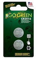 Go Green Power 2016 3V Lithium Button Battery (2 Pack), Gray