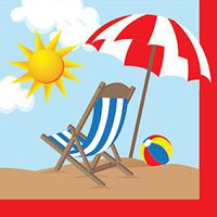 Creative Converting 18 Count 2-Ply Cocktail Napkins, Beach Play