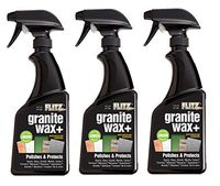 Flitz Granite Glass Cleaner + Sealer Safe on Food, Powerful Carnauba Wax Formula to Clean, Polish + Protect Kitchen and Bathroom Surfaces, 3 Pack, 3 Pack