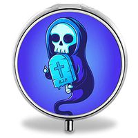 Pill Organizer Cases MLONE Round Sliver Weekly Pill Boxes 3 Times-a-Day with Mirror for Travelling/Pocket/Daily Needs, Medication Box Compartments to Hold Vitamins, Cod Liver Oil, Supplements