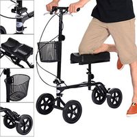 Steerable Foldable Knee Walker Scooter Turning Brake Basket Drive Cart Black Ideal for Individuals Recovering from Injury Or Surgery to The Foot, Ankle, Lower Legs Or Knee