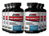 Spirulina Chlorella Organic - Pure Spirulina 500mg - Herbal Skin Health and Appearance with Natural Spirulina Supplement (6 Bottles 540 Capsules)