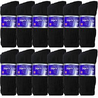 USBingoshop 12 Pairs Mens Physicians Approved Crew Diabetic Socks Cotton 10-13 (12 Pairs D-Black)