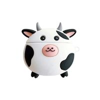 TOUBN Wireless Charging Earphone Case, Cute Cartoon Cow Design Soft Silicone Full Body Protective Cover for Airpods 1 & 2, Airpods Protector with Hook (Spotted Cow)