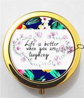 BlackKey Life is Better When You're Laughing 3-Compartment Decorative Pocket Gift Box Case Organizer for Pill, Color 2 -698