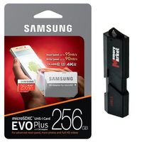 Samsung 256GB MicroSD XC Class 10 Grade 3 UHS-3 Mobile Memory Card for Samsung Galaxy S8 S8+ Plus with USB 3.0 MemoryMarket Dual Slot MicroSD & SD Memory Card Reader