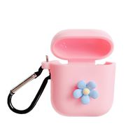 Lybauri Cute Airpods Case Protective Silicone Cover and Skin for Apple Airpods Charging Case with Ear Hook Keychain (Pink)