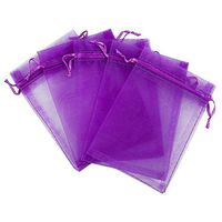 Outdoorfly 50PCS Organza Bag 5x7 Purple with Drawstring Transparent Jewelry Favor Pouches Bags Baby Shower Party Wedding Gift Bags Chocolate Candy Bags(50PCS Purple)
