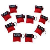 10-Pack Red CPR Mask Key Chain Kit Emegency CPR Face Shields with One-way Valve for First Aid or AED Training