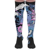 X-PEACH Novelty Unicorn Women Men Long Striped Socks Over Knee Thigh High Socks Stocking