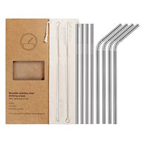YIHONG 8 Pcs Reusable Metal Drinking Straws - 8.5Inch Stainless Steel Straws - 6mm Diameter Wide- Compatible with 20oz Yeti Tumblers - For Cold Beverage - 4 Straight + 4 Bent + 2 Brushes+1 Pouch