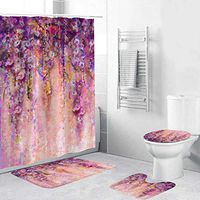 Naiflowers Non Slip Bathroom Mat Sets 4 Piece, Carpet Doormats Decor Shower Curtain and Rugs Bath Mat for tub Kids Floor, Non-Slip Shower Curtain Bathroom Mat for Entry Kitchen