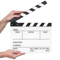 Flexzion Director Clapboard Film Movie Clapper Board Acrylic Plastic Dry Erase Stadio Camera TV Video Cut Action Scene Slate Board 10x12" with Black/White Sticks