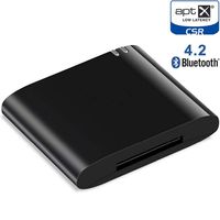 30 Pin Bluetooth Adapter, ViSun I-BT 30Pin Bluetooth 4.2 Aptx Low Latency Wireless Audio Music Receiver for Bose SoundDock II 2 IX 10 and iPhone iPod Docking Station, Not for Cars (Black)