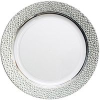 Hammered Effects Elegant China-like Disposable 9 Inch Plates, Clear and Silver, 10 Count (Pack of 4)