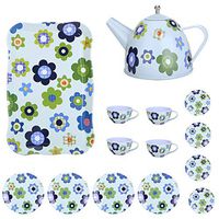 Livoty Tea Set Pretend Play Afternoon Tinplate Tea Set & Tea Tray Playing Toys (Pretend Play, Food-Safe Material, BPA-Free, Durable Construction) [USA in Stock]