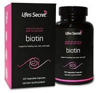 Biotin Pills Extra Strength Hair Skin Nail Vegetarian Supplement, Supports Beard Growth, Hair Growth, Radiant Skin and Strong Nails, 120 Vegan Biotin Capsules, Made in USA, Lifes Secret (5000 mcg)