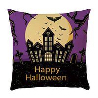 Bosji (17.72" x 17.72") Throw Pillow Covers,Happy Halloween Theme Decoration Pillow Case Holiday Home Decor Linen Printed Zipper Cushion Pillowcase