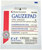 Cotton Gauze Pad, 3 X3 Inch, 12-Ply Sterile - Case of 1200