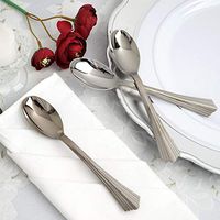 Efavormart 125 Pieces - 7" Silver Disposable Plastic Spoon for Wedding Party Banquet Events Candy Buffets - Premiere Collection