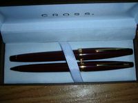 Cross Solo Maroon Lacquer & 23 Kt Gold Roller Ball Select Tip Pen and Matching Solo 0.5mm Pencil Set