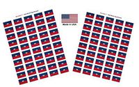 Made in USA! 100 Country Flag 1.5" x 1" Self Adhesive World Flag Scrapbook Stickers, Two Sheets of 50, 100 International Sticker Decal Flags Total (Haiti)
