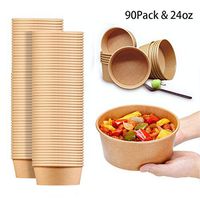 24 Oz Large Paper Bowls, 90 Pack Disposable Soup Bowls Plastic Free Party Supplies for Hot/Cold Food, Soup