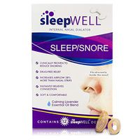 Sleepwell Sleep/Snore Internal Nasal Dilator for Snoring Relief, Congestion Relief, Restful Sleep, Restorative Sleep, Increase Airflow, Soft, Comfortable, Latex Free, Drug Free, Nasal Strips, 12Count