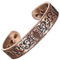 Holistic Magnets® Pure Copper Bracelet with Magnets Men Women Arthritis Bracelet Healing Bracelet Magnetic Therapy (HSC)-Lucky Horseshoe (M: Wrist 6.5-7.6 inch)