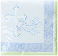 Creative Converting Blue Faithful Dove 3-Ply Paper Beverage Napkins, 36 Count