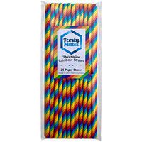 Frosty Mates Decorative Paper Straws 25 Pack, Biodegradable Rainbow Drinking Straws, Eco Friendly Quality Design - Regular Size