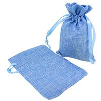 Stylish Mix Color Linen Pouches with Ribbon Drawstring for Gift Packaging, 2 Sizes Available Pack of 10 (5.5"x7", Blue)