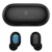 True Wireless Earbuds,Haylou GT1 Bluetooth 5.0 Sports HD Stereo Touch Control Ear Buds with IPX5 Waterproof/Fast Connection/Mini Case(Only 30g)/Total 12H Playtime (Black)
