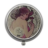 Pill Box with Vintage Zodiac Sign Design | Compact Pill case for Pocket or Purse